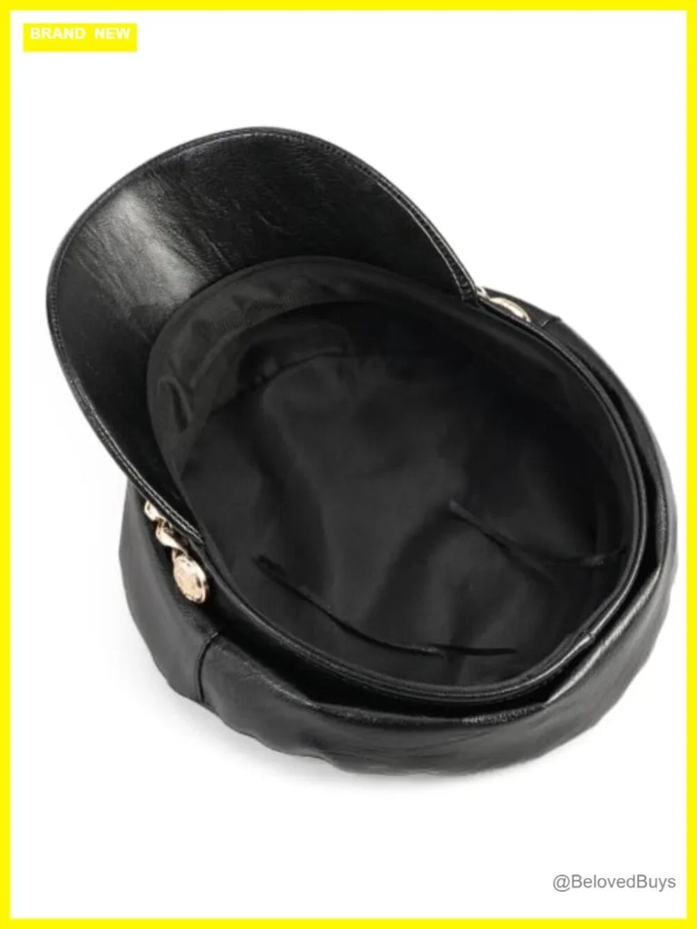 Women's Newsboy Cap PU Leather Flat Cap Classic Beret with Gold Chain